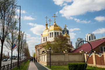 Fototapeta na wymiar The Orthodox Church of Michael the Archangel. Grozny, Chechnya.