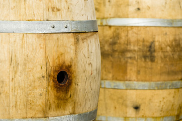 Naklejka premium close up of an old wooden barrel