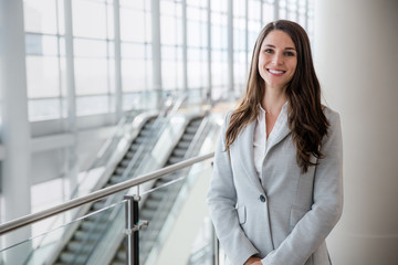 Friendly likable portrait of an executive business woman manager, advisor, agent, representative at...