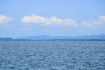 View of nature with blue sea and white clouds