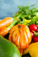 Fresh carrots on old white table top view