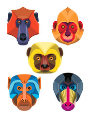  Old World Monkeys Flat Icon Collection