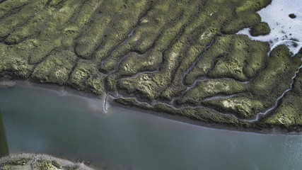 River Patterns and Bridge, Tasmanian Landscape Australia Views from the air 
