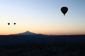 Hot air balloon with Erciyes mountain