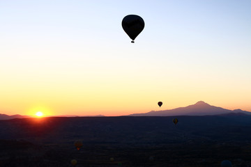 Hot air balloon and Erciyes mountain
