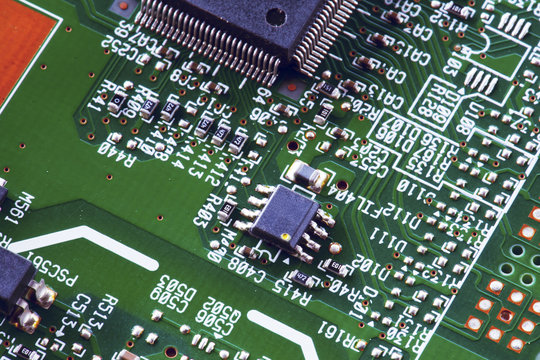 abstract microchip in circuit board computer