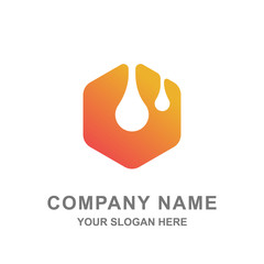 Water Drop Nature Technology Hexagon Business Logo Vector 