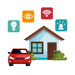 smart home technology set icons vector illustration design
