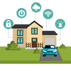 Fototapeta premium smart home technology set icons vector illustration design
