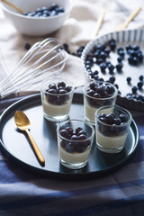 Vanilla pannacotta and fresh blueberries