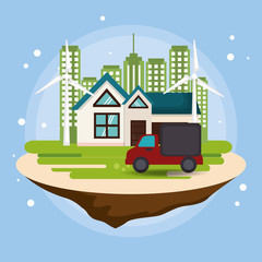 Naklejka premium cityscape scene eco friendly vector illustration design
