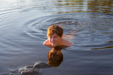 Fototapeta premium woman in lake water