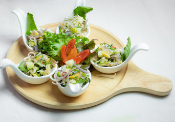 Clams with with fresh Vegetables . The fusion dish arrangement.