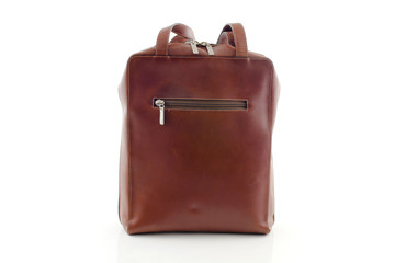 brown leather shoulder bag isolated on white background