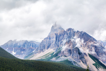Fototapeta premium Glacier Deposits on the Mountains of the Canadian Rockies in Banff
