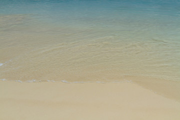 Fototapeta na wymiar Blue Ocean Wave And Sand Beach, Natural Background.