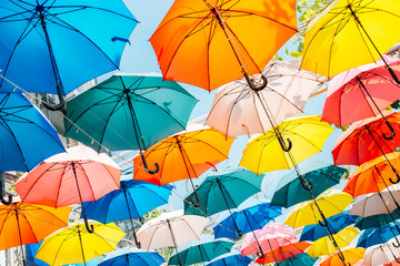 Fototapeta na wymiar Colorful umbrella background in Taichung, Taiwan