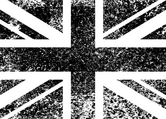 Vintage Union Jack, Great Britain grunge flag, black and white, vector illustration.