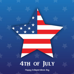 4th July. Happy Independence day greeting card. Vector