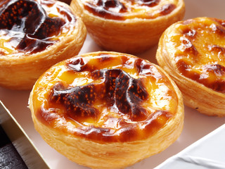 Close up of portuguese egg tart    