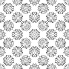 Mandala pattern, monochrome, black and white. Indian and arabic motifs.