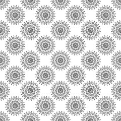 Mandala pattern, monochrome, black and white. Indian and arabic motifs.