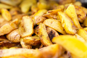 potato wedges. Close up