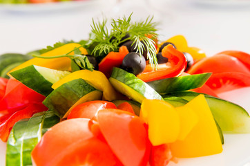 assorted fresh vegetables on a banquet table