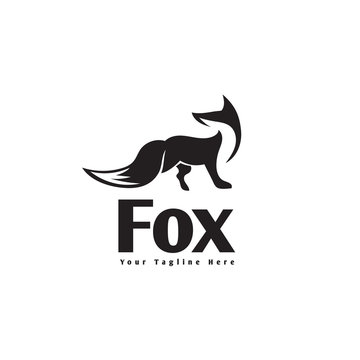 Walking fox logo with look back