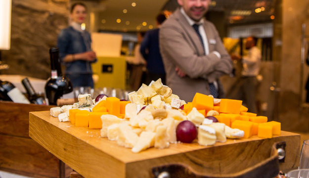 cheese assortment as a snack on the table