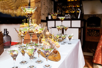 seafood cocktail in a martini glass