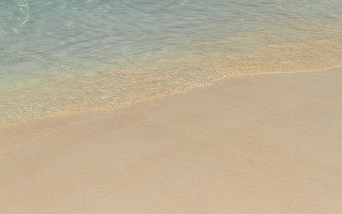 Fototapeta na wymiar Blue Ocean Wave And Sand Beach, Natural Background.