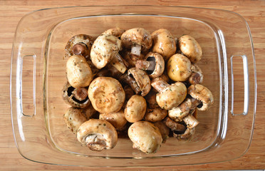Mushrooms in a baking pan