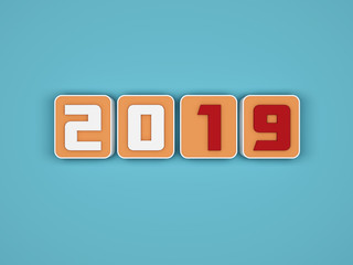      New Year 2019 Creative Design Concept - 3D Rendered Image 