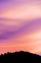 Cloudy purple sky in the sunset