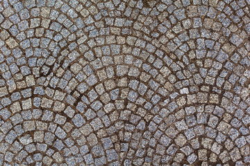 Top view of cobblestone street texture.
