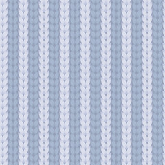 Blue striped knitted fabric seamless pattern, vector