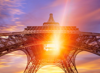 The Eiffel tower is one of the most landmarks in the world at sunset