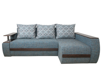 Blue sofa isolated on white include clipping path.