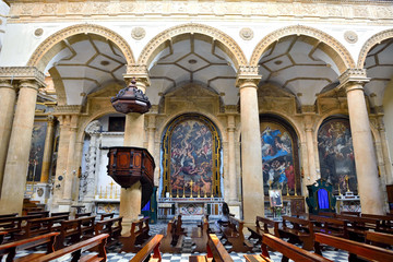 interior of the basilica cathedral of s. Agata v. m. 17th century  - Gallipoli Salento Italy