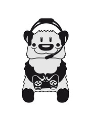 panda bär süß niedlich controller konsole zocken spielen pro gamer headset