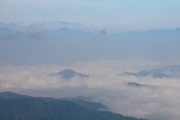 Fog above rainforest at Huai Nam Dang National Park in Chiang Mai, North of Thailand