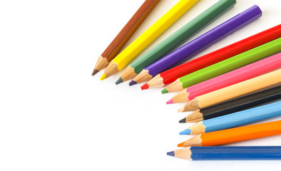 Color pencil isolate on white background, Education concept.