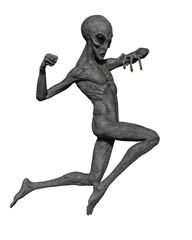 grey alien exploring arround