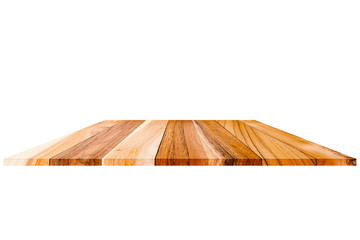 wooden perspective on white background for floor, deck, table or texture for decorative