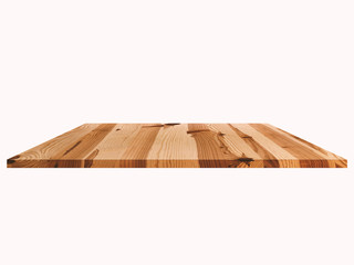 wooden perspective on white background for floor, deck, table or texture for decorative