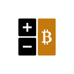Fototapeta premium Calculator icon with bitcoin sign. Mining cryptocurrency