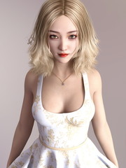3D illustration uniform cute girl