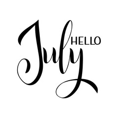 Hello July lettering. Elements for invitations, posters, greeting cards. Seasons Greetings © Tatiana Sidenko