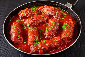 close-up of italian Braciole, top view